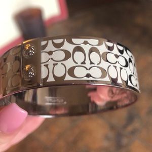 White and silver Coach Bangle bracelet